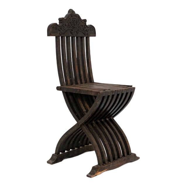 Italian Inlaid Wood Foldable Chair, 1930s For Sale