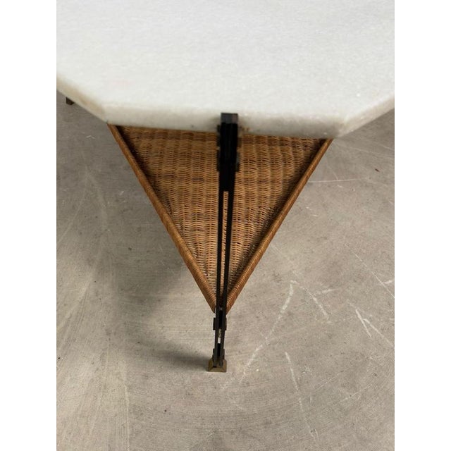 Vintage Italian Coffee Table in Granite and Rattan, 1960s For Sale - Image 6 of 14