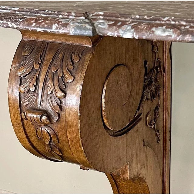19th Century French Louis XIV Walnut Marble Top Console For Sale - Image 9 of 13