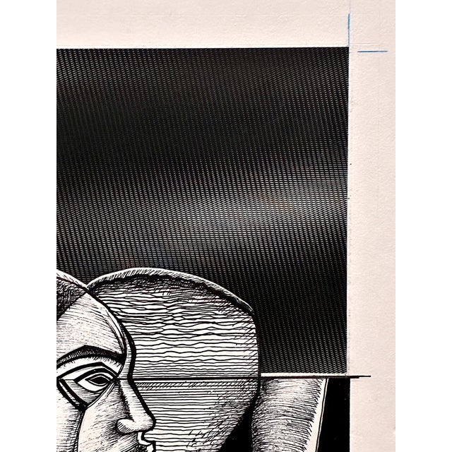 Late 20th Century Two Men Embracing Pen and Ink Drawing by Damballah Dolphus Smith (1943–1992) For Sale - Image 5 of 10