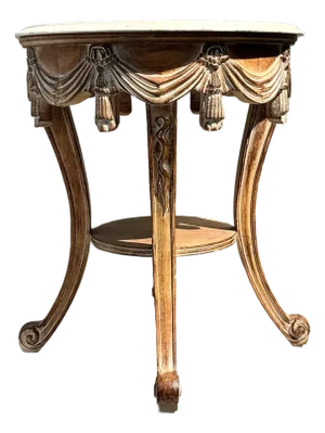 Vintage Hand Carved Swag and Tassel Side Table