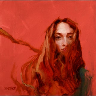 Red Intensity by Ryan Morse | Oil on Panel Portrait of a Woman with Red Hair For Sale