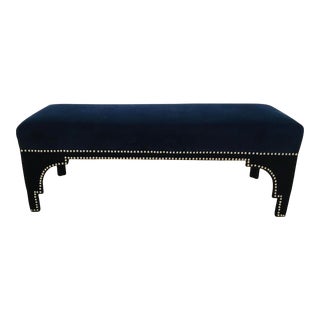 Modern Navy Blue Velvet Bench For Sale