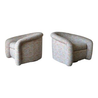 1980's Postmodern Sculptural Barrel Swivel Uphosltered Lounge Chairs - a Pair/Sold For Sale