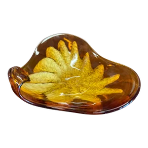 Vintage Amber Glass Decorative Murano Style Bowl
