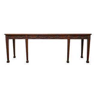 English Neoclassical Style 19th Century Mahogany Console Table with Carved Swags For Sale
