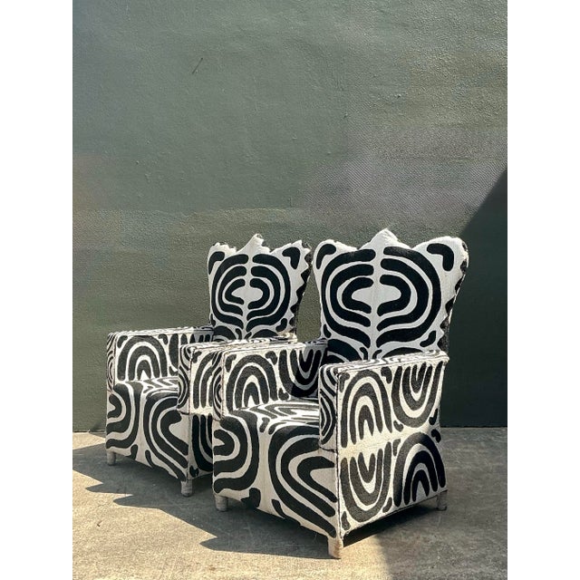 Vintage Boho Beaded Lounge Chairs - a Pair For Sale - Image 11 of 12