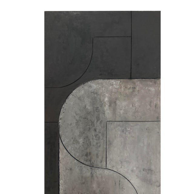 Contemporary Contemporary Geometric Abstract Oil and Cold Wax Painting Neutral Colors by Stephen Cimini For Sale - Image 3 of 8