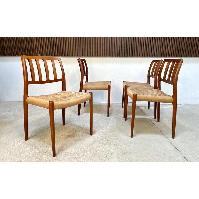 Brown Danish Teak Dining Chairs Model No. 83 by Niels O. Møller for J.L. Møllers Møbelfabrik, 1970s, Set of 4 For Sale - Image 8 of 18