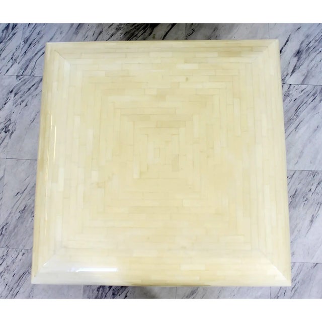 Karl Springer 1970s Mid-Century Modern Karl Springer Style Tessellated Square Coffee Table For Sale - Image 4 of 5