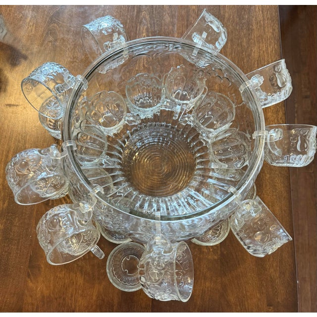 Mid 20th Century Jeanette Glass Fruit Pattern Punch Bowl Set - 34pcs For Sale - Image 11 of 12