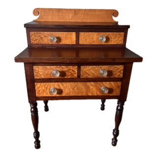 19th Century Country Sheraton Cherry &. Maple Work Table For Sale