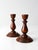 Mid 20th Century Vintage Turned Wood Candlestick Holders Pair For Sale - Image 5 of 10