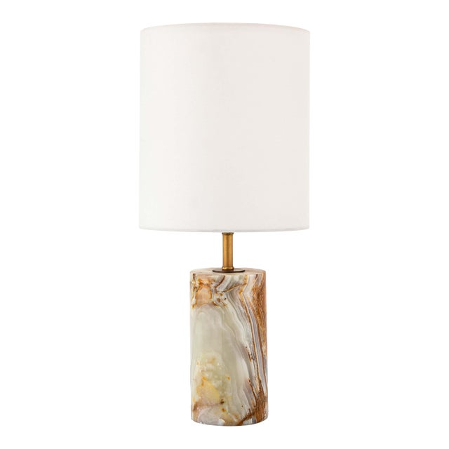 Regina Andrew Jade and Brass Mini Cylinder Lamp For Sale