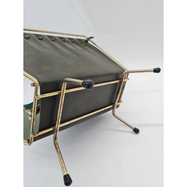 Mid-Century Modern Newspaper Rack in Chrome and Vinyl, West Germany, 1970s For Sale - Image 6 of 11
