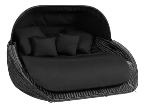Black Interlaced Outdoor Twin Chaise Longue in PLT with Black Cushion from VGnewtrend