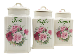 English Staffordshire Ironstone Storage Canisters from D&N England, 1970s, Set of 3