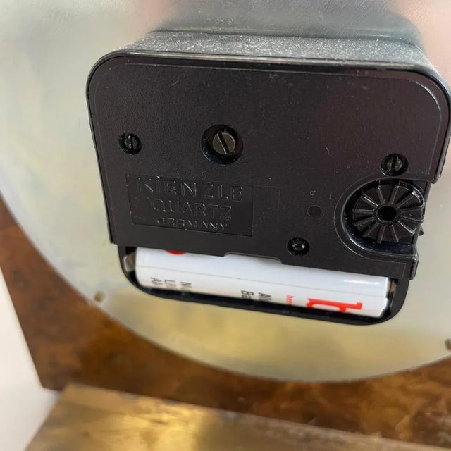 Hollywood Regency Brass & Walnut Table Clock from Kienzle, Germany, 1960s For Sale - Image 16 of 18