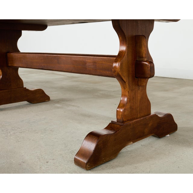 Monumental Country French Oak Farmhouse Triple Pedestal Dining Table For Sale - Image 17 of 18