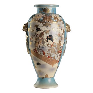 Ceramic Satsuma Vase with Rich Gold Highlights For Sale