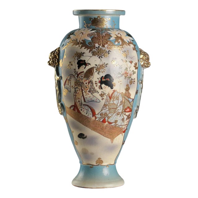 Ceramic Satsuma Vase with Rich Gold Highlights For Sale