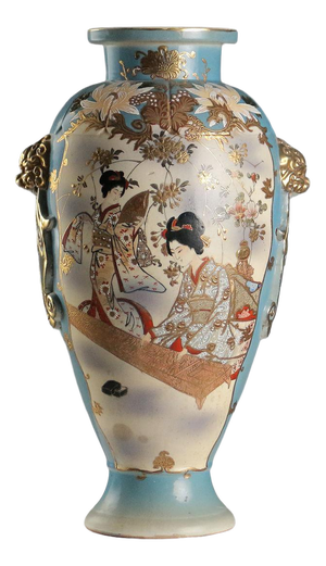 Ceramic Satsuma Vase with Rich Gold Highlights