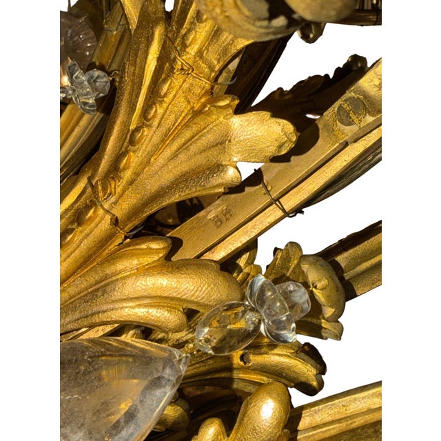 1880s Louis XVI 42-Light Dore Bronze & Rock Crystal Chandelier Signed b.r For Sale - Image 14 of 15