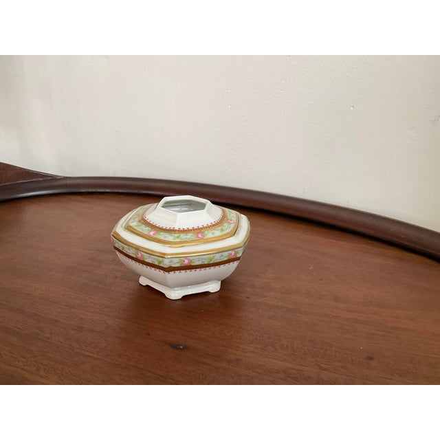 Antique Victorian Hand Painted Austria Mz Hair Receiver, Late 1800's For Sale - Image 4 of 18