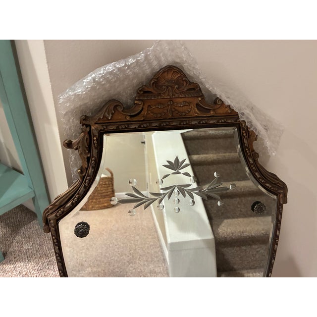 Vintage Vintage Italian Rococo or Venetian Style Shield-Shaped Wall Mirror For Sale - Image 4 of 8