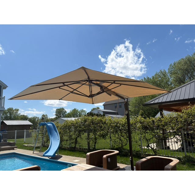 Tuuci® Ocean Master Cantilever Umbrella – 10' Square Bronze | Marine-Grade Canvas | 600 Lb Freestanding Base For Sale - Image 17 of 18