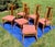 Elevate your dining space with this striking, expertly curated set of six (6) vintage high-back dining chairs from...