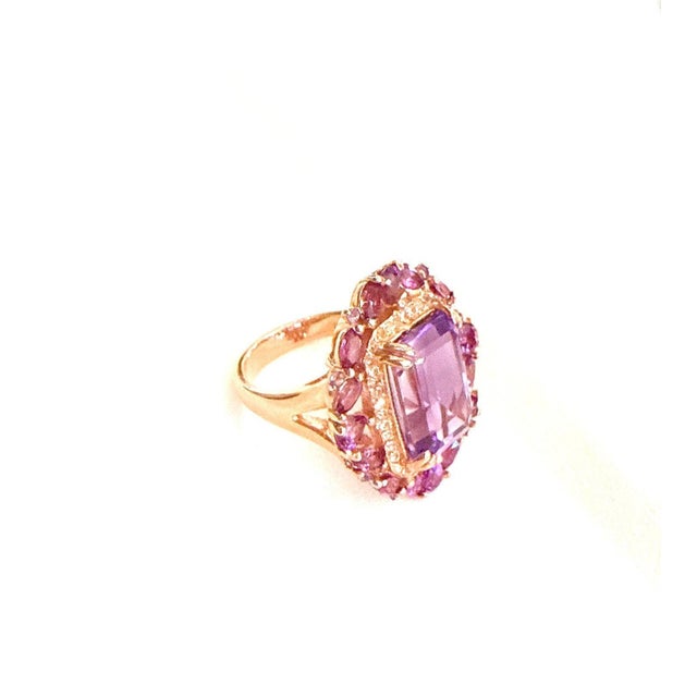 Bochic “Capri” Vintage Amethyst & Topaz Ring Set In 18K Gold & Silver For Sale - Image 10 of 12
