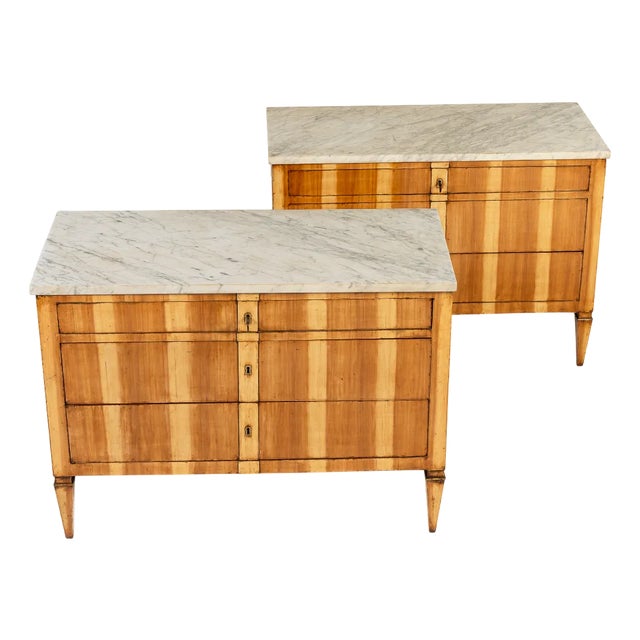 Italian Fruitwood Chestx of Drawers, 19th Century, Set of 2 For Sale