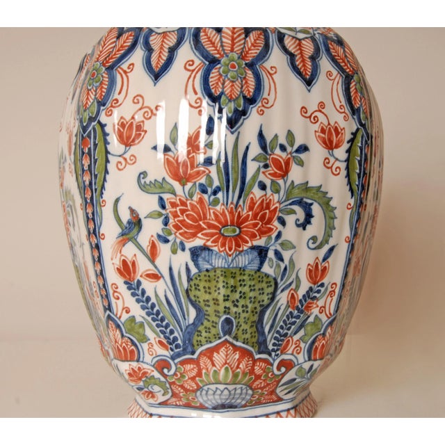 Delft Vases Polychrome Delftware Chinoiserie Baluster Beaker Vases Set of 3 For Sale - Image 15 of 16