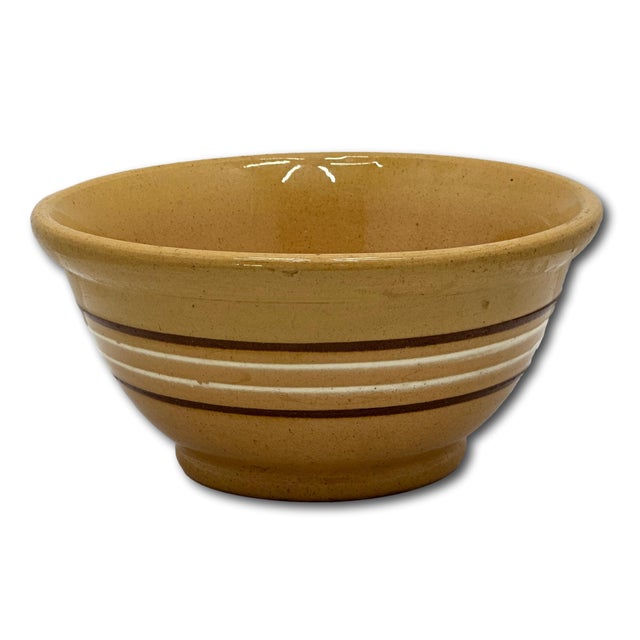 This really is a Very Nice Looking Antique American Yellow Ware Kitchen Batter Mixing Bowl. Circa Late 19th Century. These...