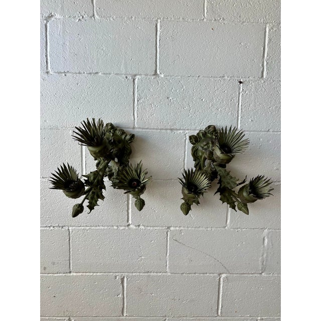 Baroque Bronze Lion Sconces For Sale - Image 3 of 12