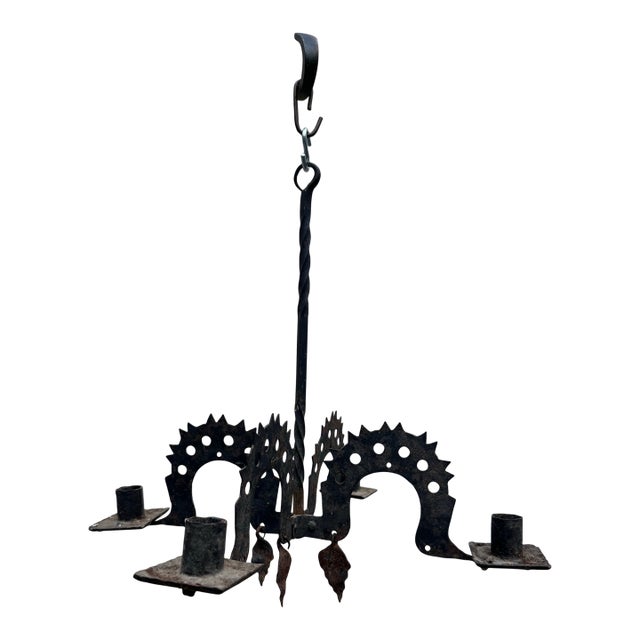 Vintage Primitive Four Arm Iron Candle Light For Sale