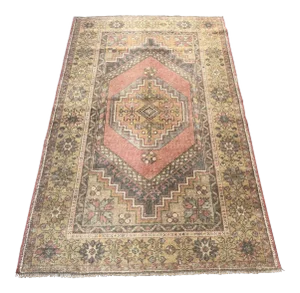 Handwoven Vintage Turkish Wool Rug - 3′7″ × 5′11″