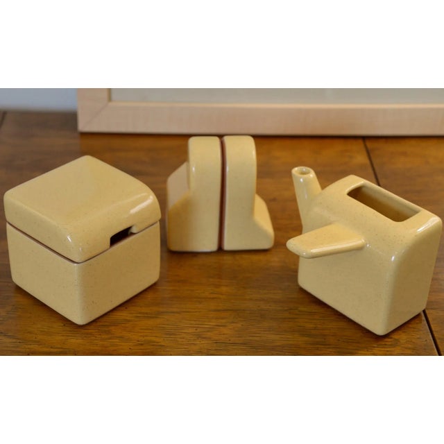 Yellow Early 21st Century Postmodern Handmade and Signed Cream and Sugar, Salt and Pepper Set 4 Pieces For Sale - Image 8 of 11