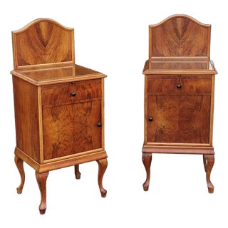 Art Deco Figured Walnut Bedside Cabinets, 1920s, Set of 2 For Sale