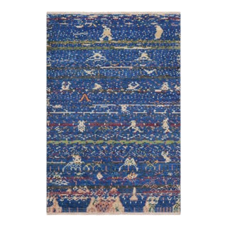 Shabby Chic Blue/Gray Wool&Silk Rug - 5'0'' X 7'2'' For Sale
