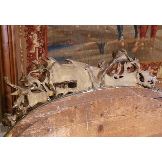 19th Century French Louis XVI Giltwood Mantel Mirror With Musical Trophy Crest For Sale - Image 9 of 11