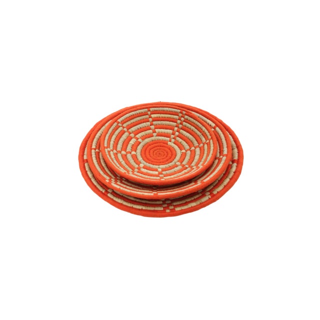 Indian Orange Seagrass Wall Basket, Medium For Sale - Image 3 of 4