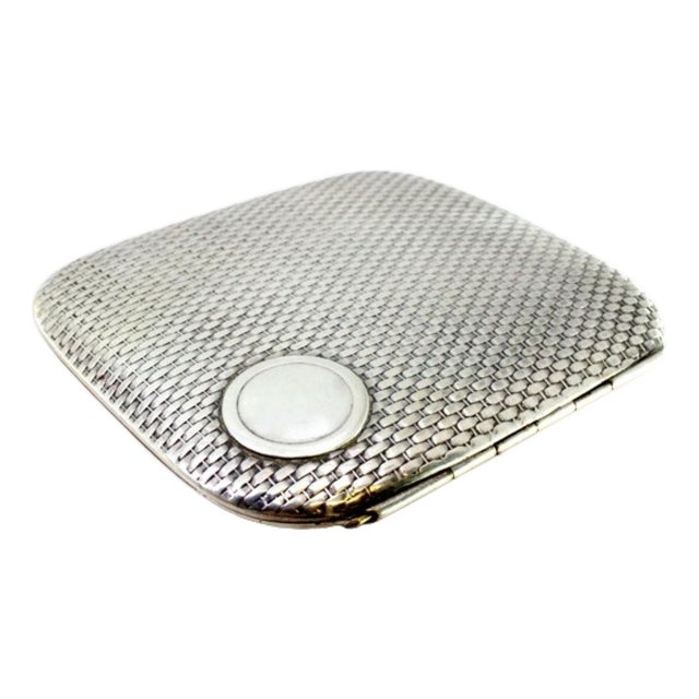 Silver Cigarette Case with Recessed Reliefs, Monogram Card and Gold Interior For Sale