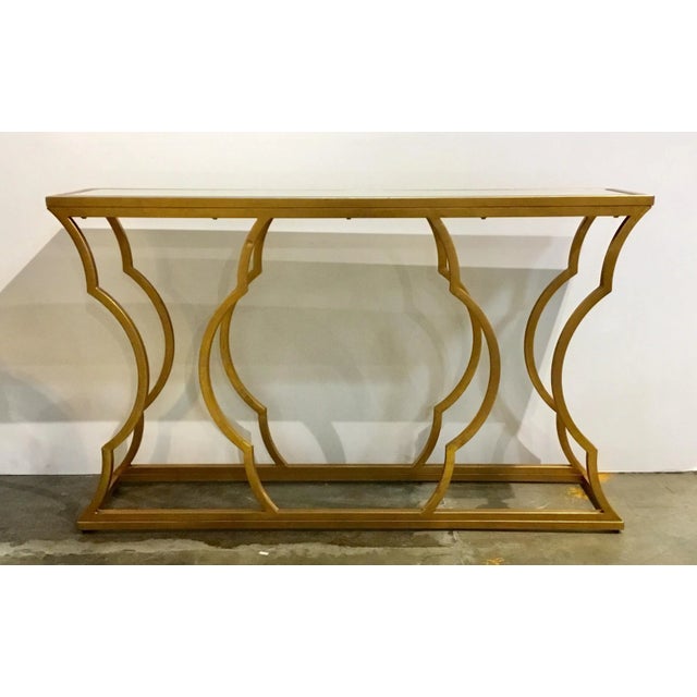 Modern Gold Metal and Beveled Mirror Console Table Chairish