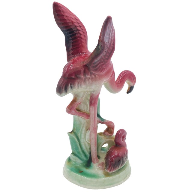 Pair of Mid 20th Century Ceramic Miniature Pink Flamingo Tabletop Statue by Leftons For Sale In Los Angeles - Image 6 of 17