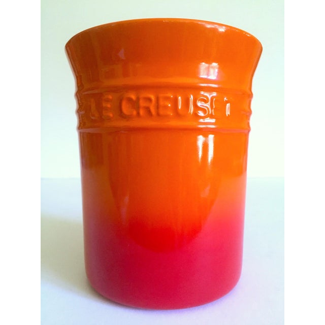 Le Creuset Volcanic Orange Red Stoneware Ceramic Utensil Holder Crock