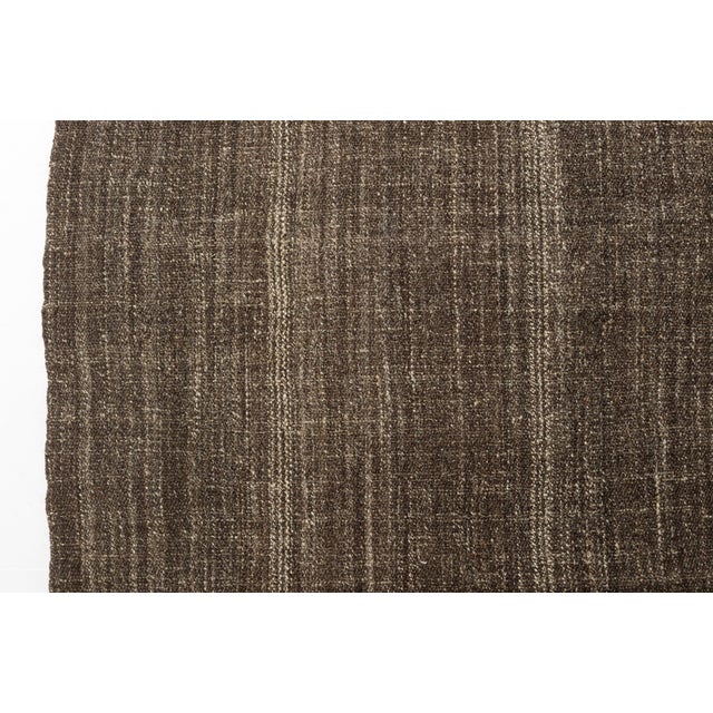 Textile Brown & Tan Striped Wool Rug For Sale - Image 7 of 10