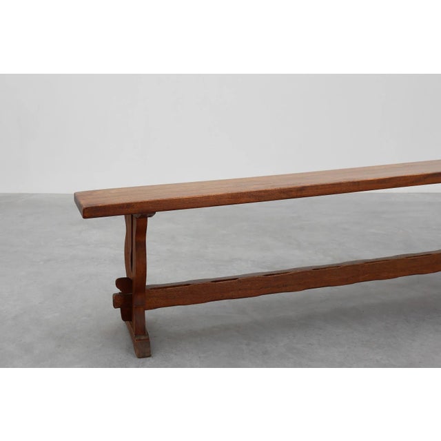 Rustic Rustic Oak Bench, France, 1900s For Sale - Image 3 of 13