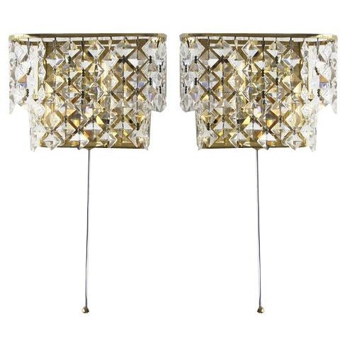 Metal Crystal Glass Wall Lamps from Palwa, Set of 2 For Sale - Image 7 of 7